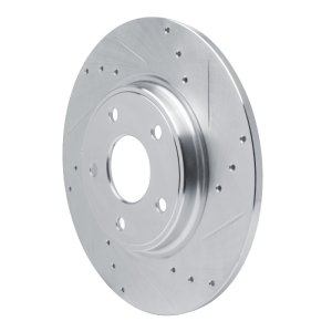 Chrysler Town & Country Brake Rotor (1) - Rear Right - R1 Concepts - Drilled & Slotted - Silver - `12-`20